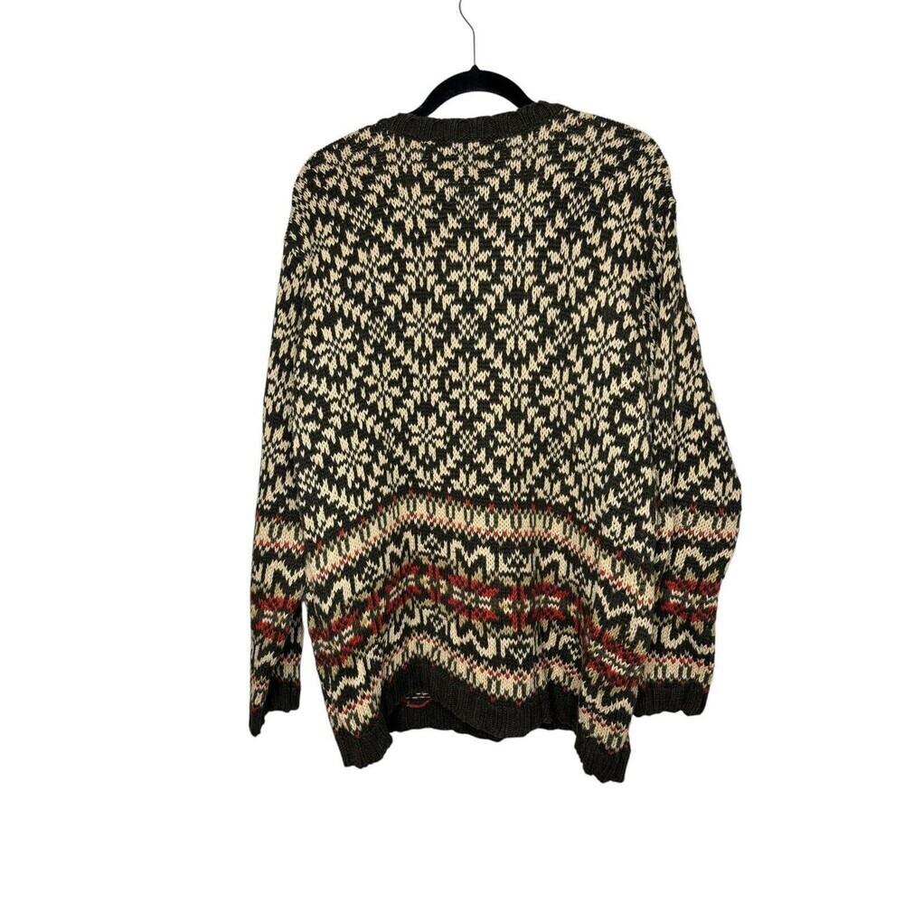 VINTAGE Abercrombie and Fitch Sweater Mens Medium Brown Cable Fair Isle Oarsman - Picture 2 of 9